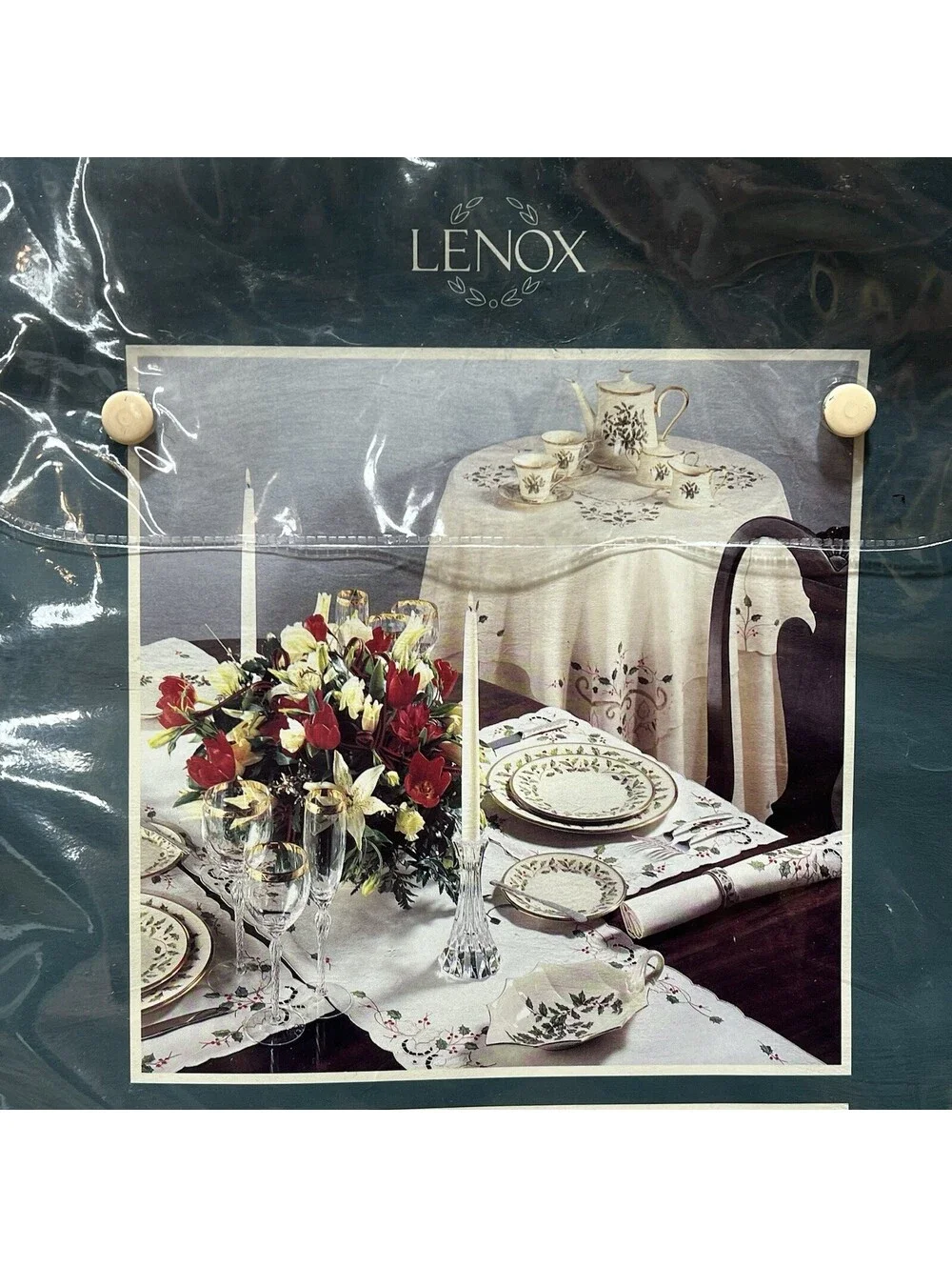 Vintage Lenox Embroidered Holiday 70’ Table Runner Holly Berry 1990 - NEW